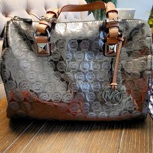 Michael Kors Silver MK Stamped Hand Bag